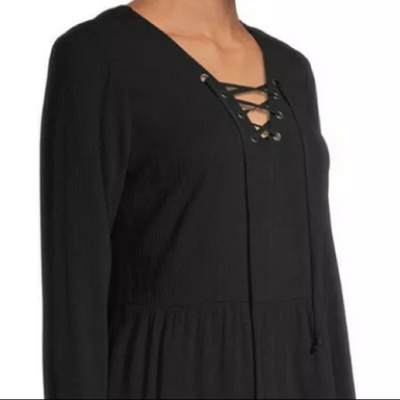 No Boundaries size M black BOHO lace up tier dress - Picture 9 of 16